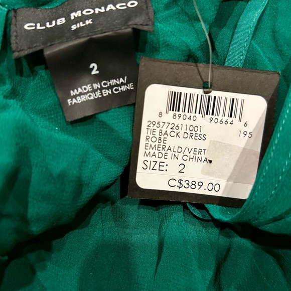 Silk Emerald GreenTie-Back Dress NWT XS Size 2 - Picture 7 of 7